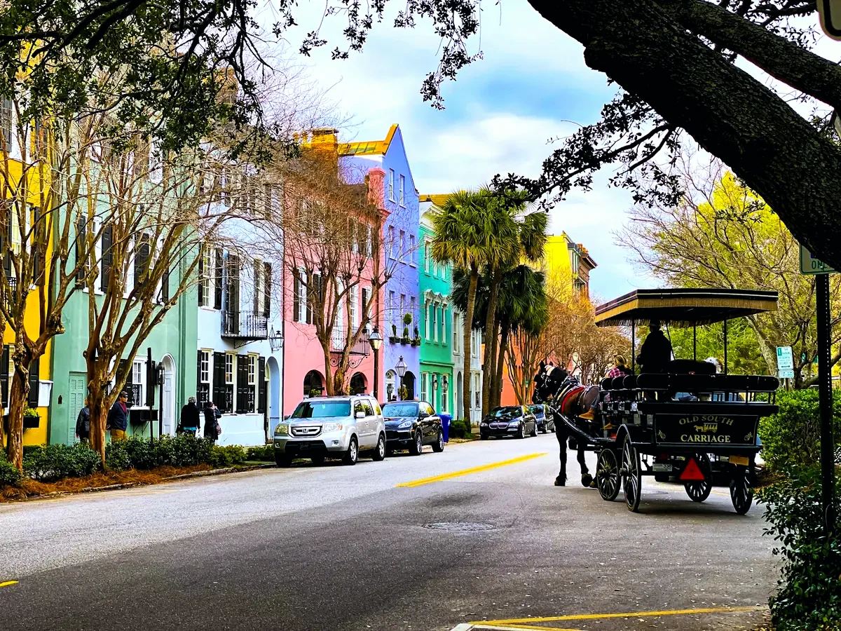 Rainbow Row on East Bay Street in Charleston, SC